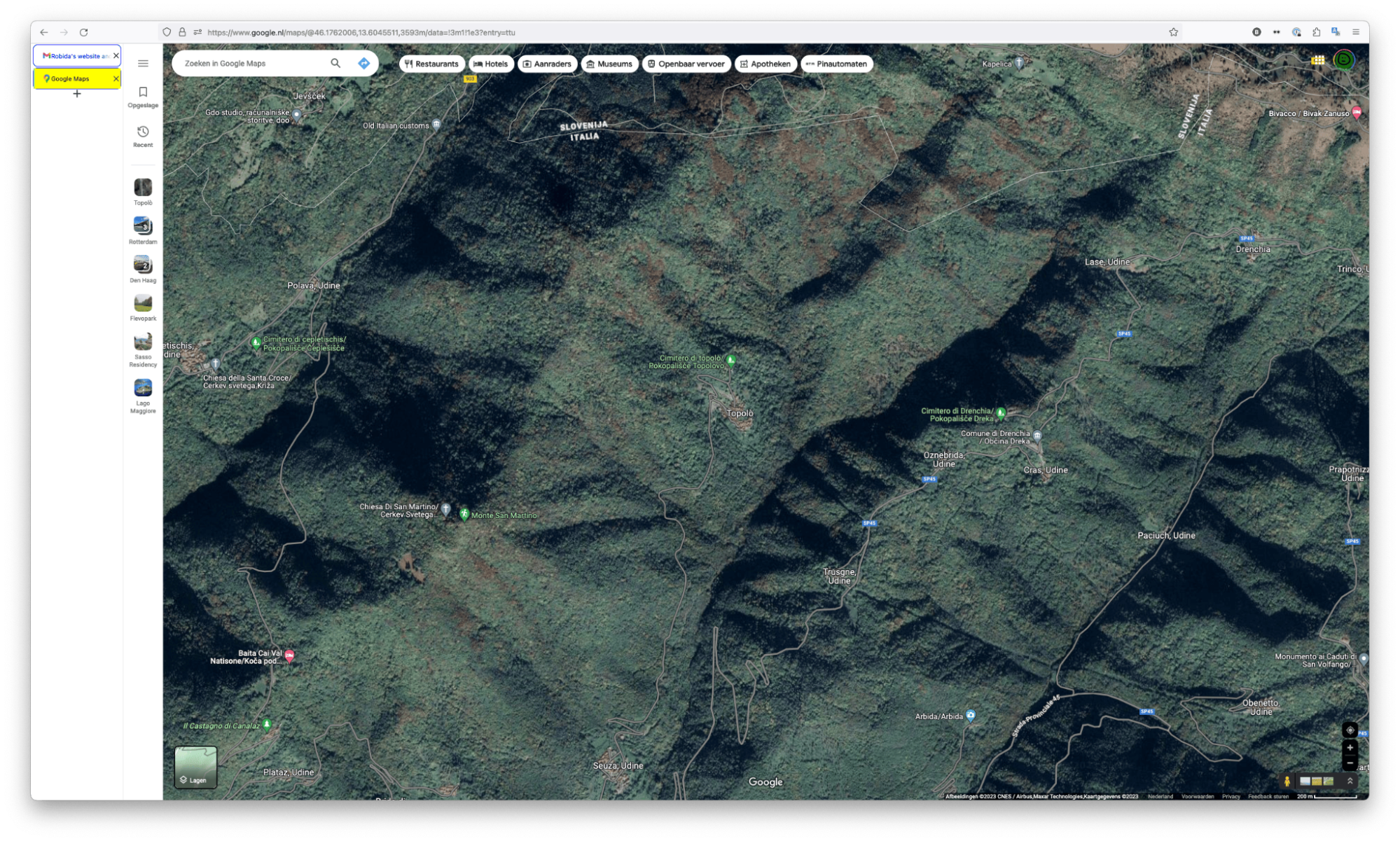 Topolò from Google Maps. [A digital map showing green mountainous terrain.]